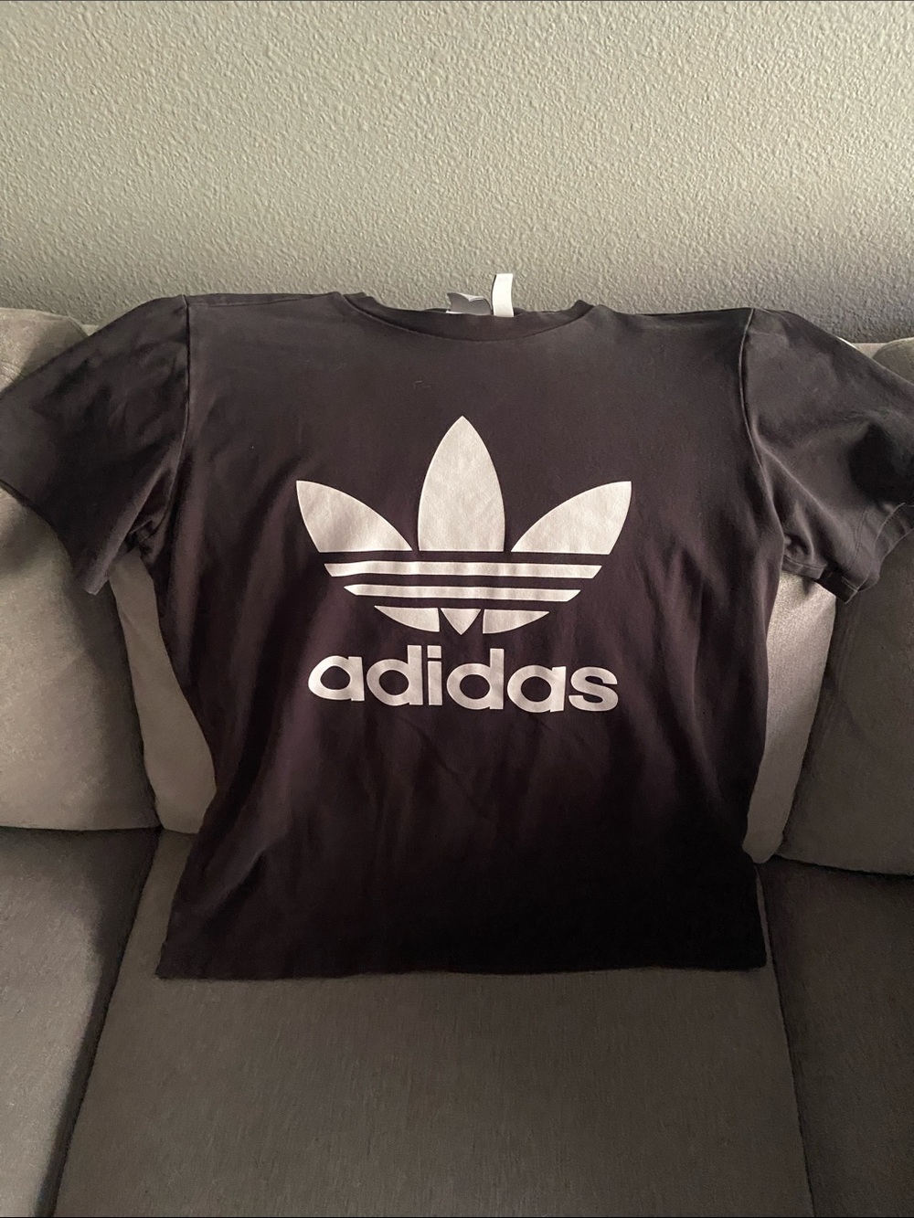 adidas Black Tee with White Trefoil Logo